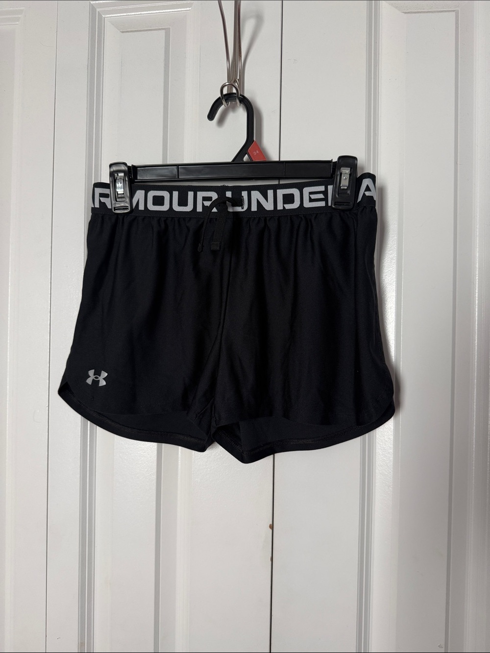 Under Armour Youthโs Black Logo Waist Athletic Shorts